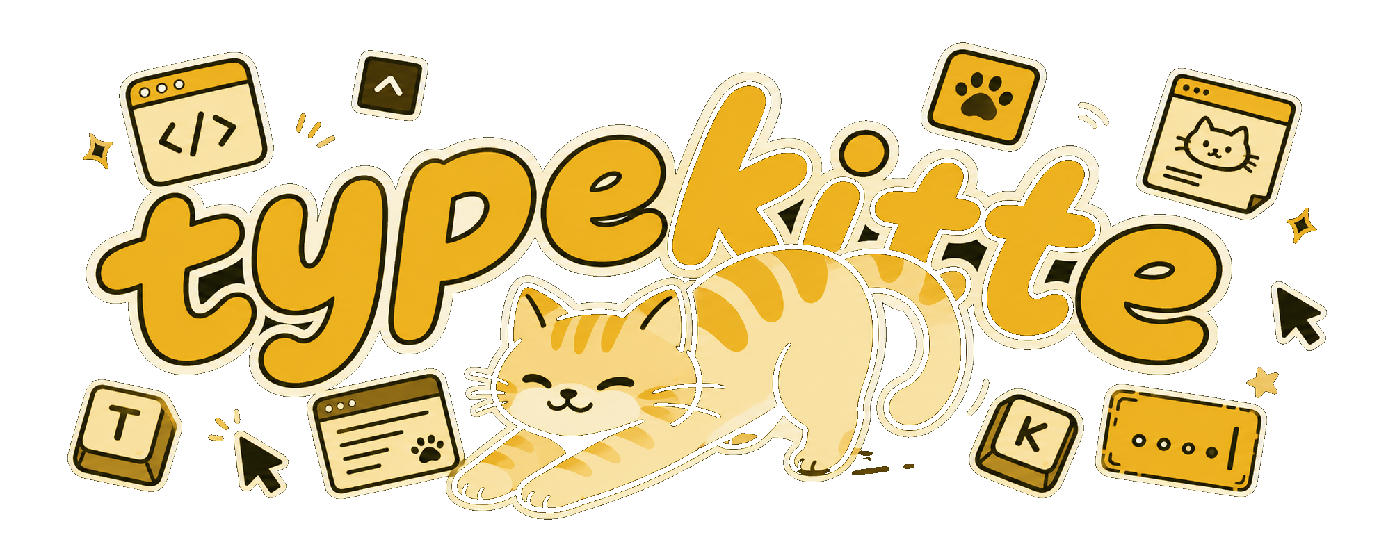 TypeKitte stretching cat mascot banner